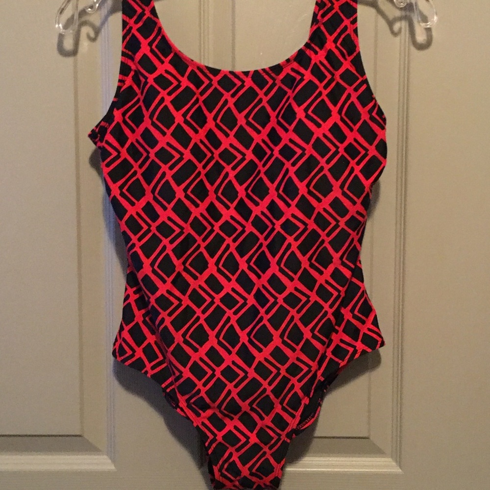 Emily B Originals red and black print one piece.